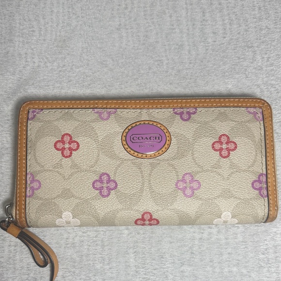 Coach Handbags - Coach Beige Wallet with Red and Purple Accents